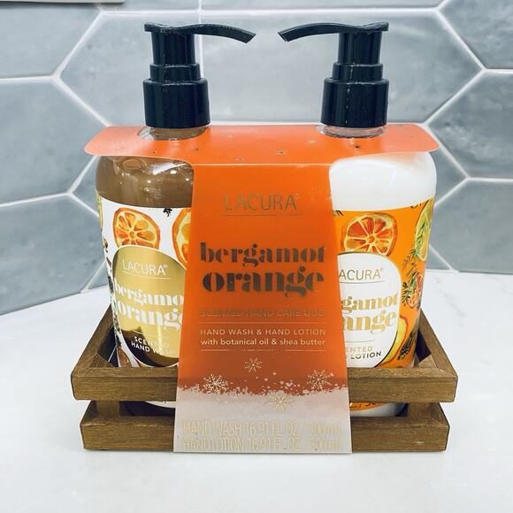Lacura Botanicals Oil Scented Hand Soap & Lotion Gift Set Orange Bergamot Fall - Picture 1 of 4